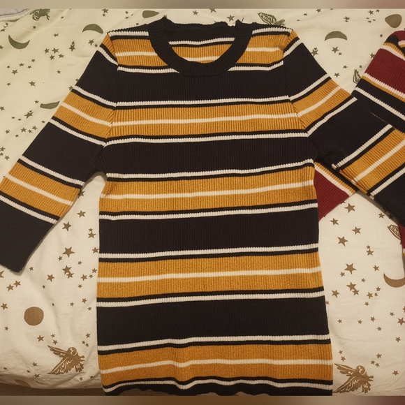 Slub-knit Stripe Top Mid-sleeves - Picture 2 of 3